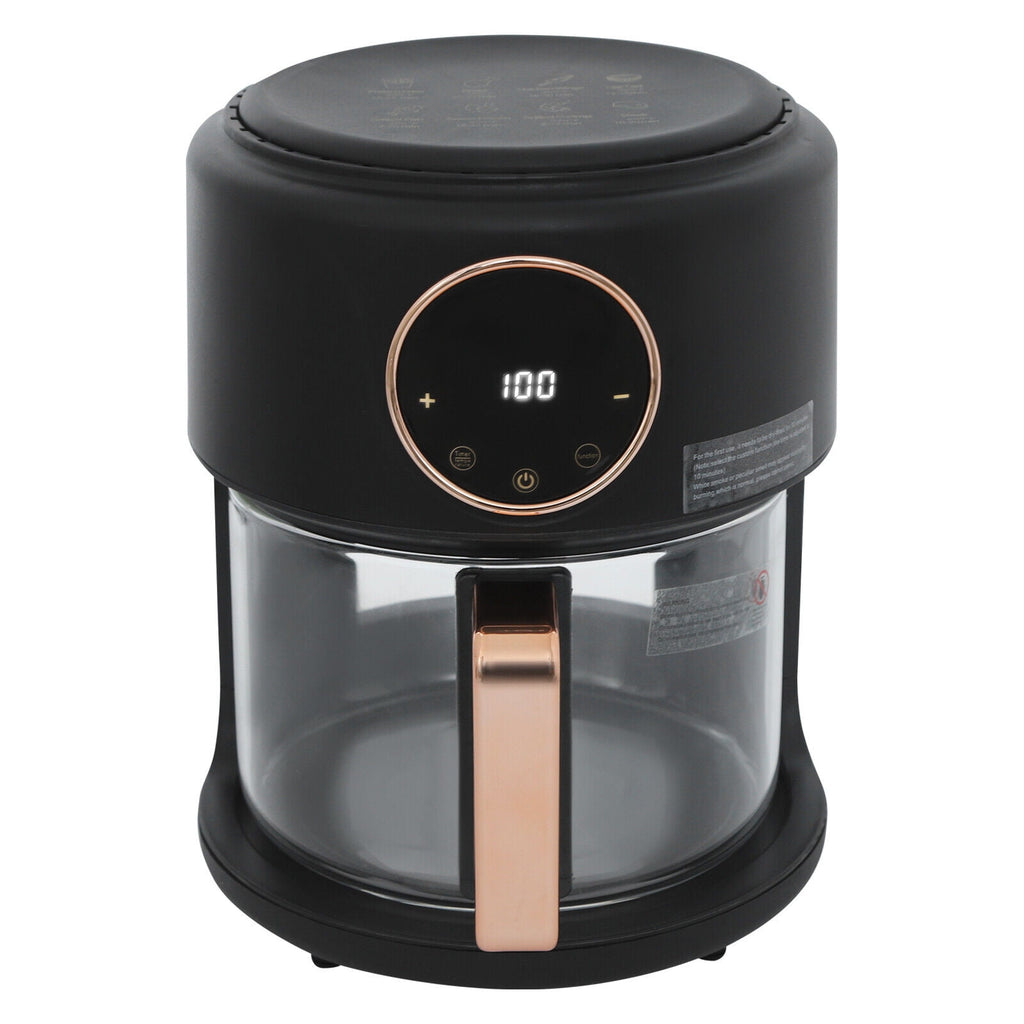 4.2L Airy Fryer Glass Air Fryer 110V Modern 360° Viewable Airy Fryer 1200W Black