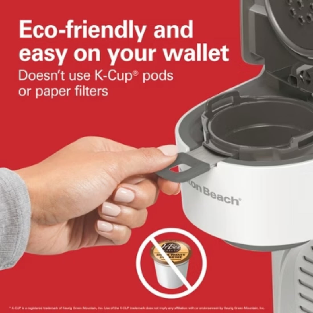 Single-Serve Coffee Maker: White, 14 oz Capacity, Uses Pods &amp; Ground Coffee, Dishwasher-Safe