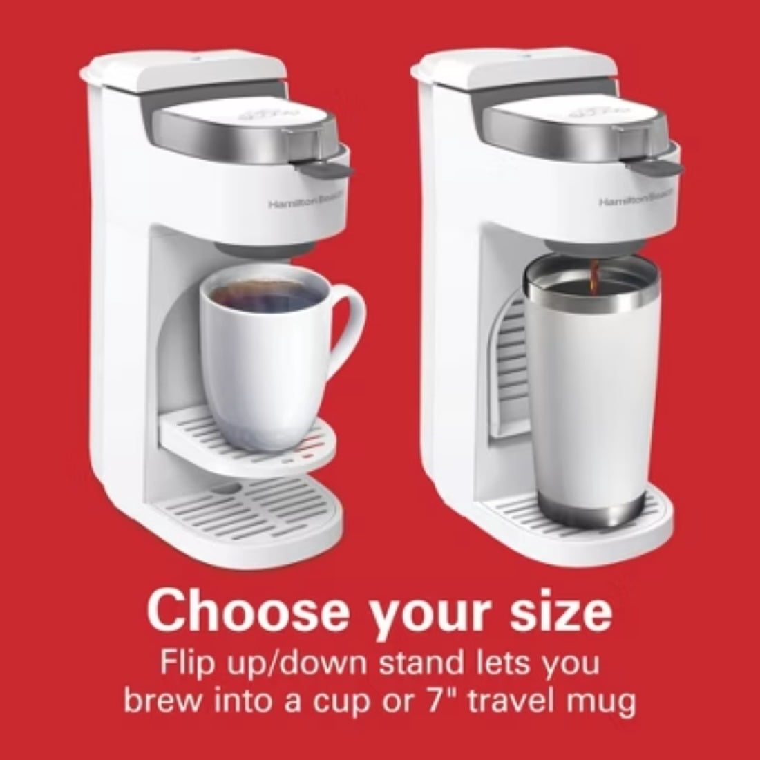 Single-Serve Coffee Maker: White, 14 oz Capacity, Uses Pods &amp; Ground Coffee, Dishwasher-Safe