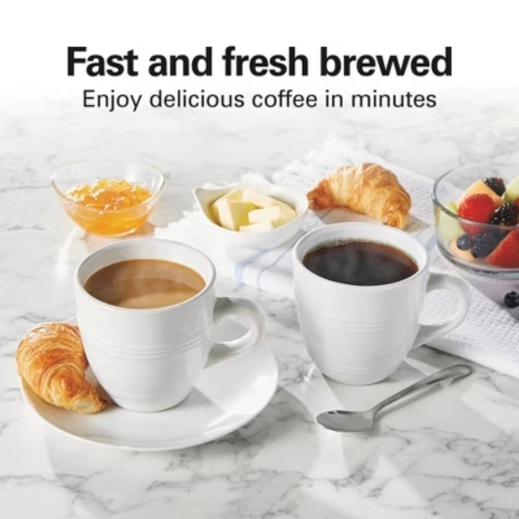 Single-Serve Coffee Maker: White, 14 oz Capacity, Uses Pods &amp; Ground Coffee, Dishwasher-Safe