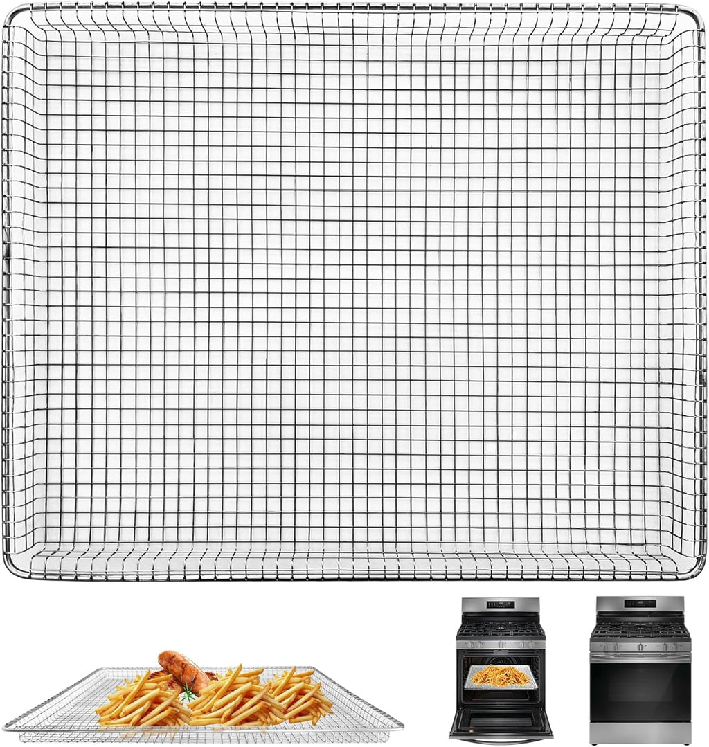 Air Fryer Basket Replacement for frigidaire Toaster Air Fryer Convection Oven, 18.4 * 15.2'' Mesh Air Fryer Stainless Steel Basket Wire Rack Accessories Parts, Dishwasher Safe