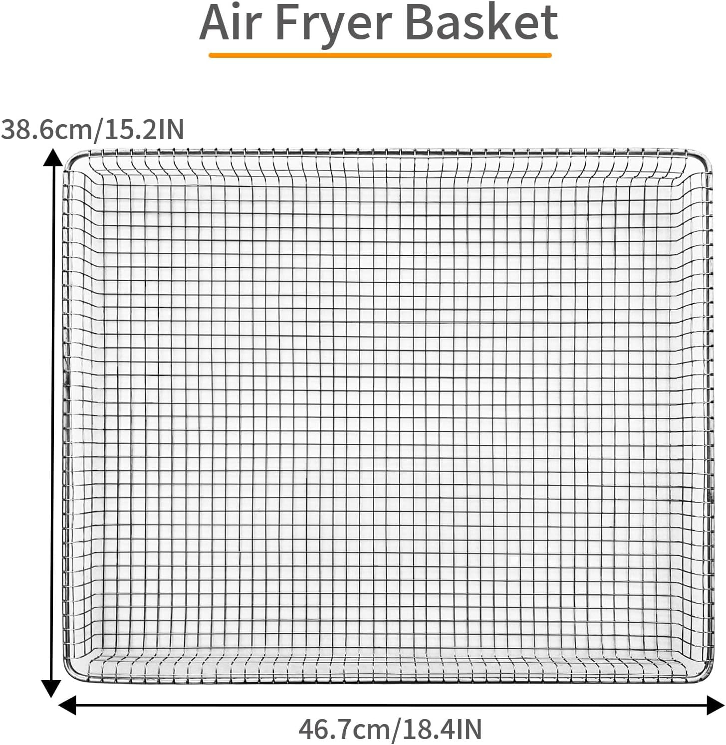 Air Fryer Basket Replacement for frigidaire Toaster Air Fryer Convection Oven, 18.4 * 15.2'' Mesh Air Fryer Stainless Steel Basket Wire Rack Accessories Parts, Dishwasher Safe