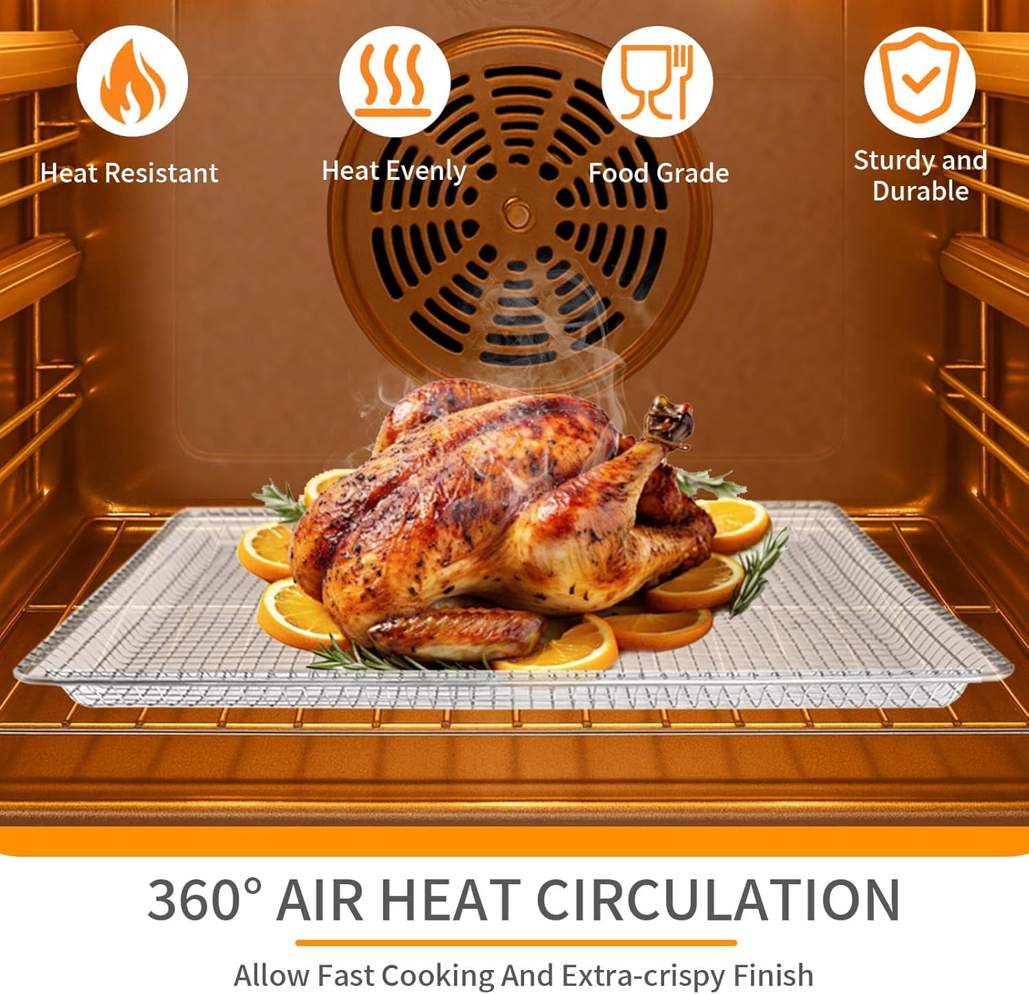 Air Fryer Basket Replacement for frigidaire Toaster Air Fryer Convection Oven, 18.4 * 15.2'' Mesh Air Fryer Stainless Steel Basket Wire Rack Accessories Parts, Dishwasher Safe