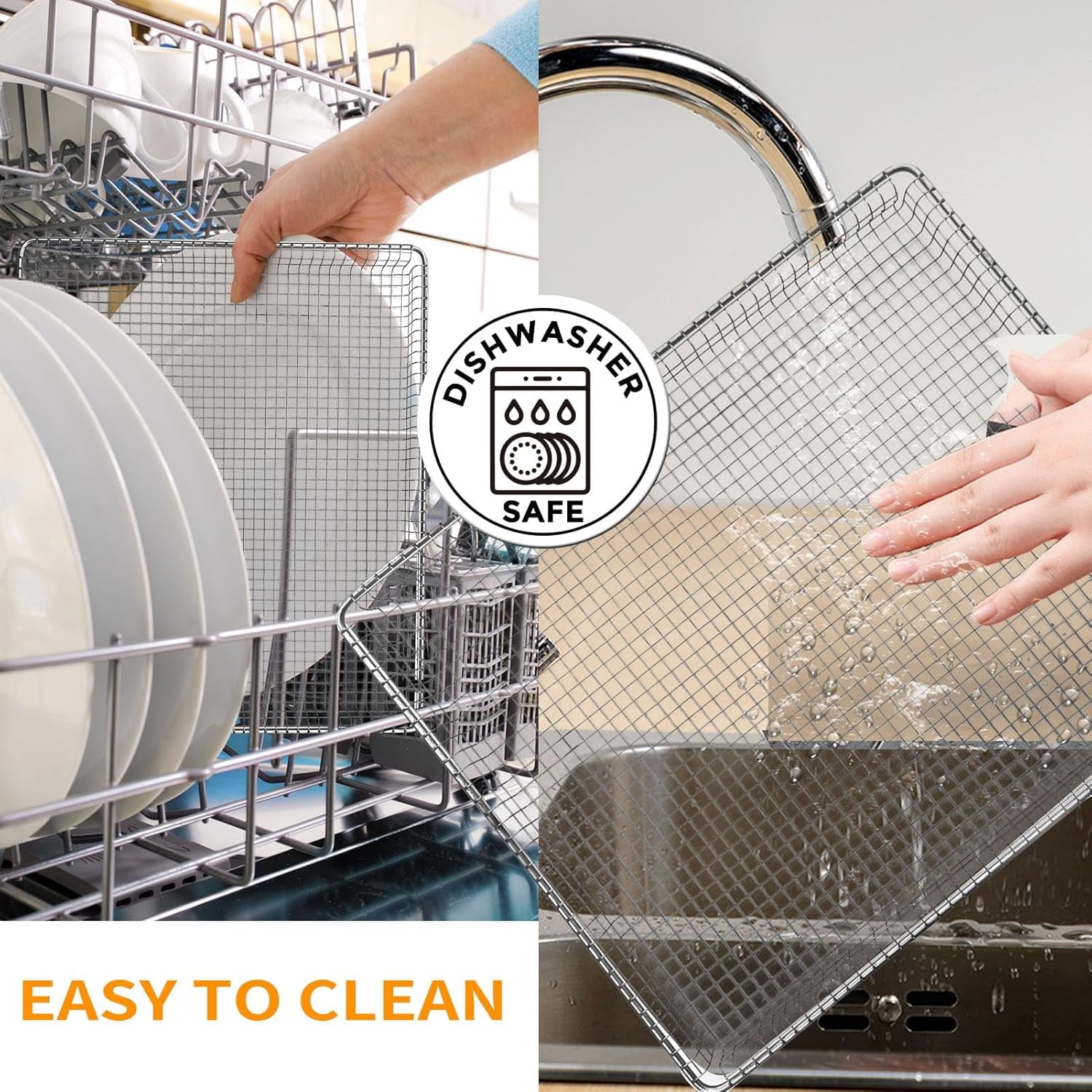 Air Fryer Basket Replacement for frigidaire Toaster Air Fryer Convection Oven, 18.4 * 15.2'' Mesh Air Fryer Stainless Steel Basket Wire Rack Accessories Parts, Dishwasher Safe