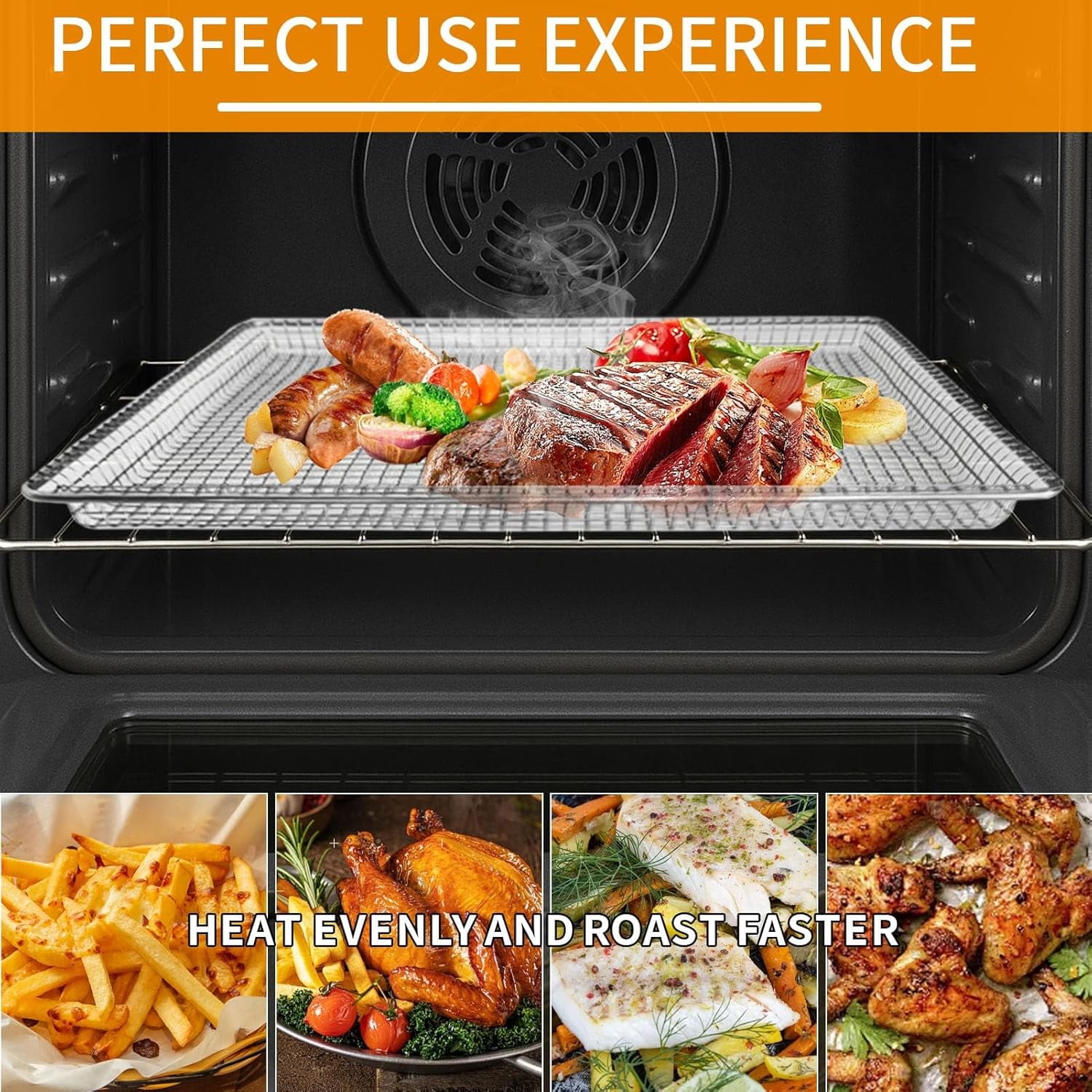 Air Fryer Basket Replacement for frigidaire Toaster Air Fryer Convection Oven, 18.4 * 15.2'' Mesh Air Fryer Stainless Steel Basket Wire Rack Accessories Parts, Dishwasher Safe