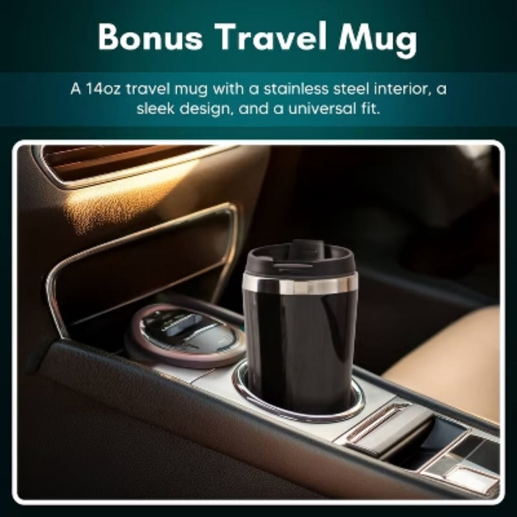 14oz Travel Tumbler, One-Touch Operation for Ground Coffee &amp; K-Cups, Compact Design for Home, Office, Dorm