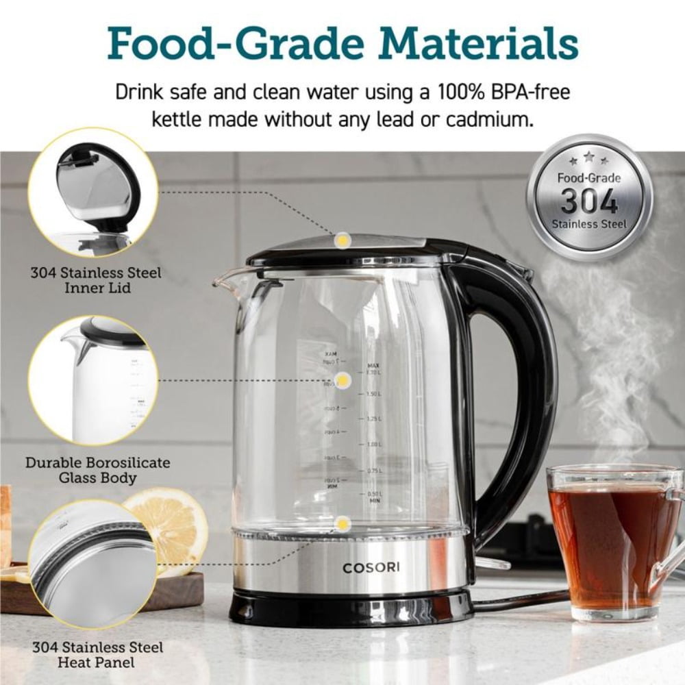 171 Electric Kettle 1.8QT Speed-Boil, Auto Shut-Off, Boil-Dry Protection, LED Indicator, BPA-Free, Perfect for Coffee Lovers