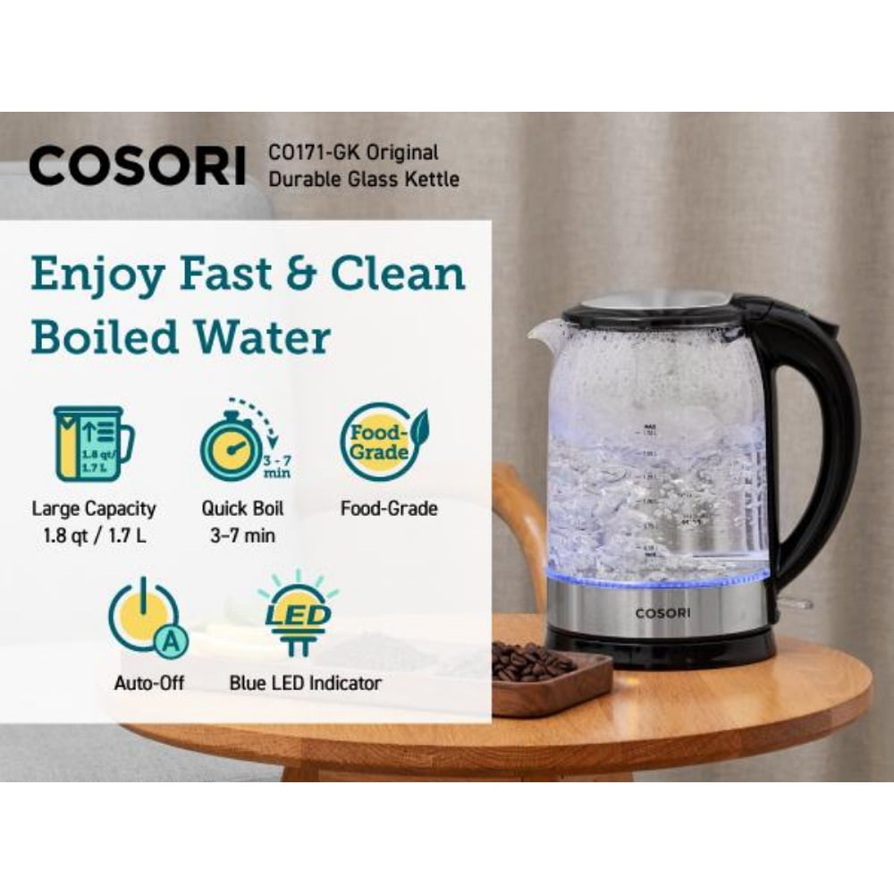 171 Electric Kettle 1.8QT Speed-Boil, Auto Shut-Off, Boil-Dry Protection, LED Indicator, BPA-Free, Perfect for Coffee Lovers