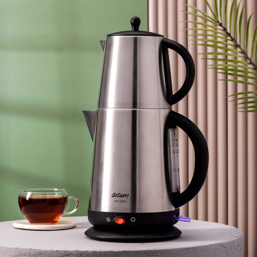 Silver Stainless Steel Dishwasher Safe Electric Turkish Tea Maker