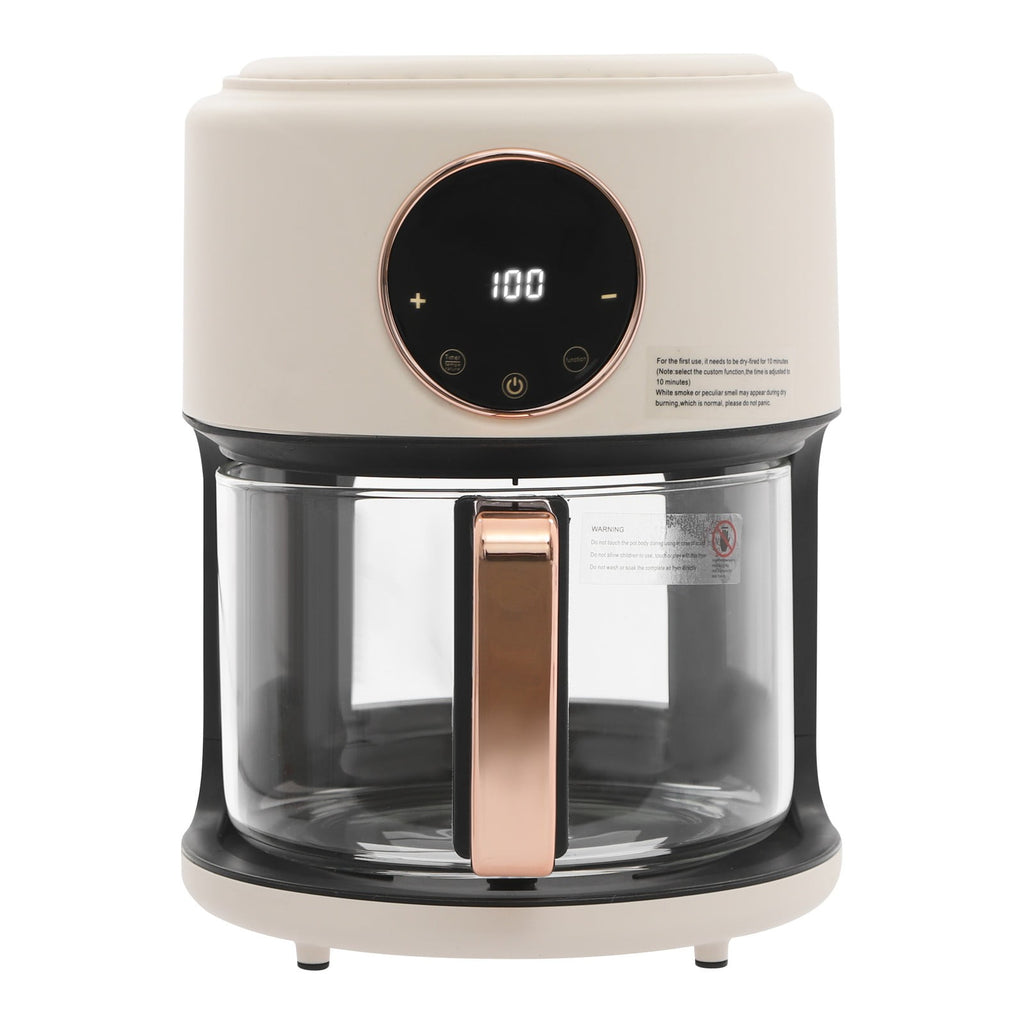 3.81Qt Air Fryer, Portable Glass Air Fryer Compact Smart Air Fryer Oven 8 Preset Modes with Digital Display Fast Preheat for Home Kitchens, Restaurants, Family Gatherings, Outdoor Picnics (White)