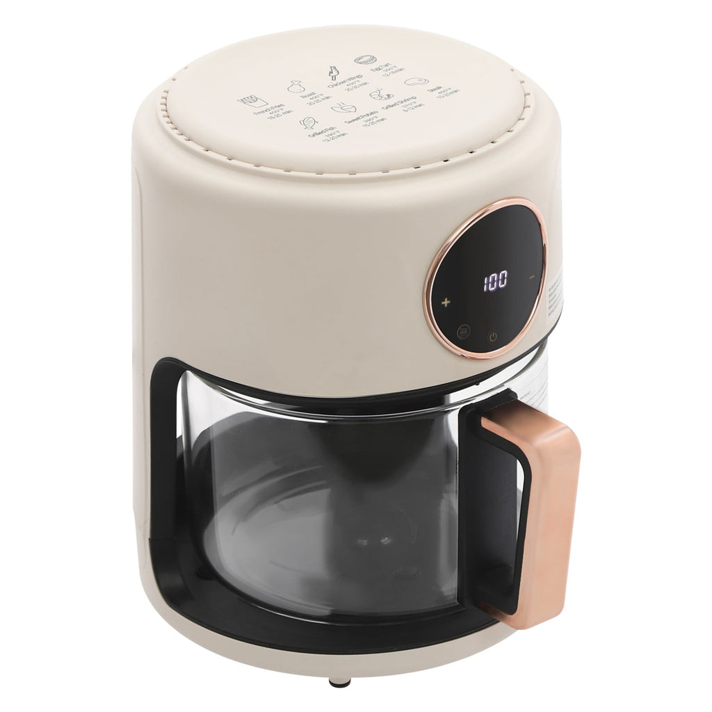 3.81Qt Air Fryer, Portable Glass Air Fryer Compact Smart Air Fryer Oven 8 Preset Modes with Digital Display Fast Preheat for Home Kitchens, Restaurants, Family Gatherings, Outdoor Picnics (White)