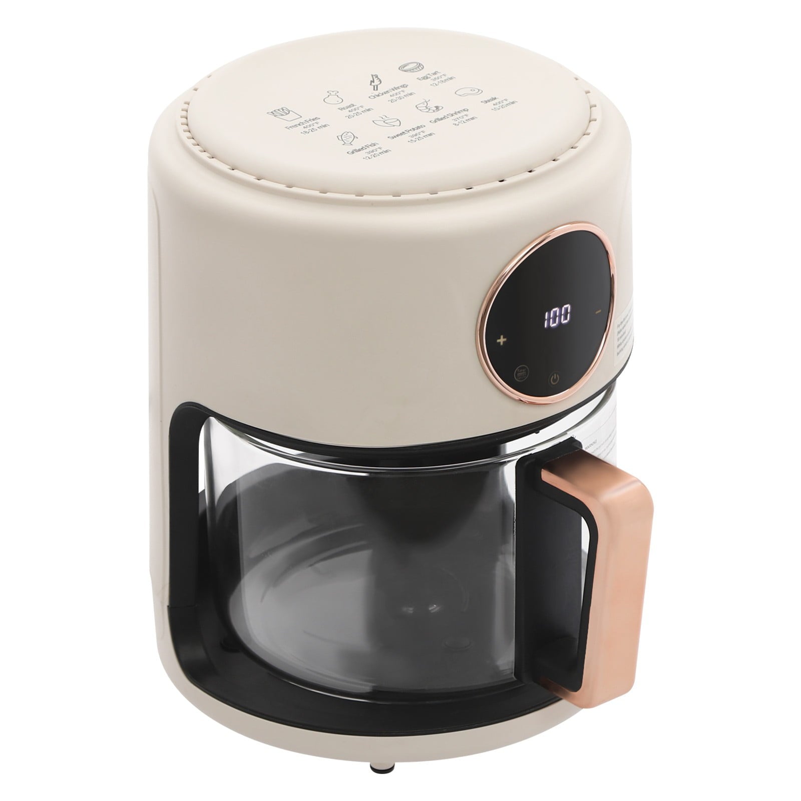 3.81Qt Air Fryer, Portable Glass Air Fryer Compact Smart Air Fryer Oven 8 Preset Modes with Digital Display Fast Preheat for Home Kitchens, Restaurants, Family Gatherings, Outdoor Picnics (White)