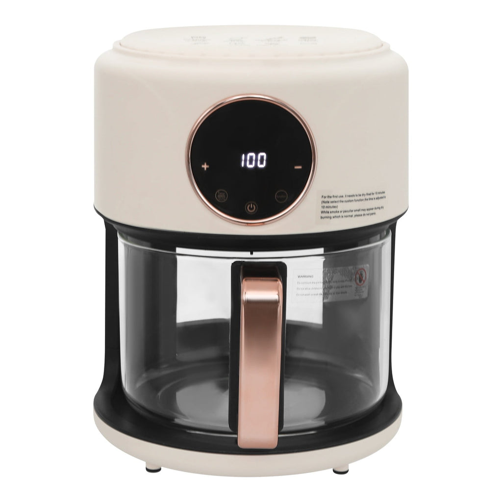 3.81Qt Air Fryer, Portable Glass Air Fryer Compact Smart Air Fryer Oven 8 Preset Modes with Digital Display Fast Preheat for Home Kitchens, Restaurants, Family Gatherings, Outdoor Picnics (White)