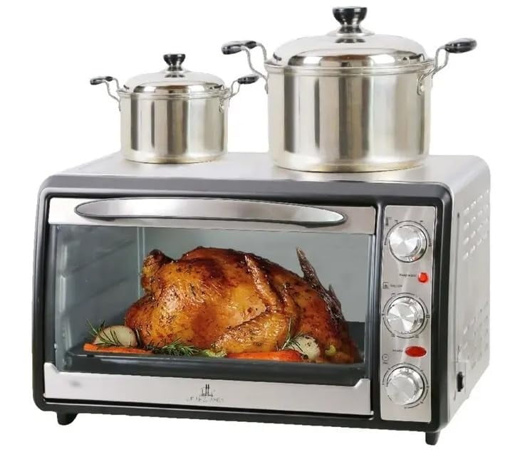 Extra Large Stainless Steel Toaster Oven with Warming Tray, Timer &amp; Keep Warm Function