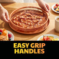 2 Piece Copper Air Fryer Tray, Non Stick Air Fry Crisper Baskets for Air Fryers, Oven and Dishwasher Safe, Round Pizza &amp; Bake Pan Frying