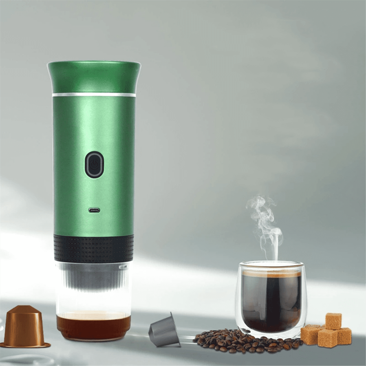 Portable Electric Espresso Coffee Maker Mini Travel Coffee Maker Instant Self-Heating Rechargeable for Camping Office