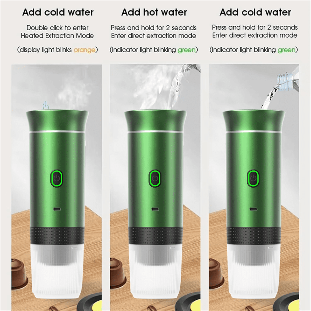 Portable Electric Espresso Coffee Maker Mini Travel Coffee Maker Instant Self-Heating Rechargeable for Camping Office