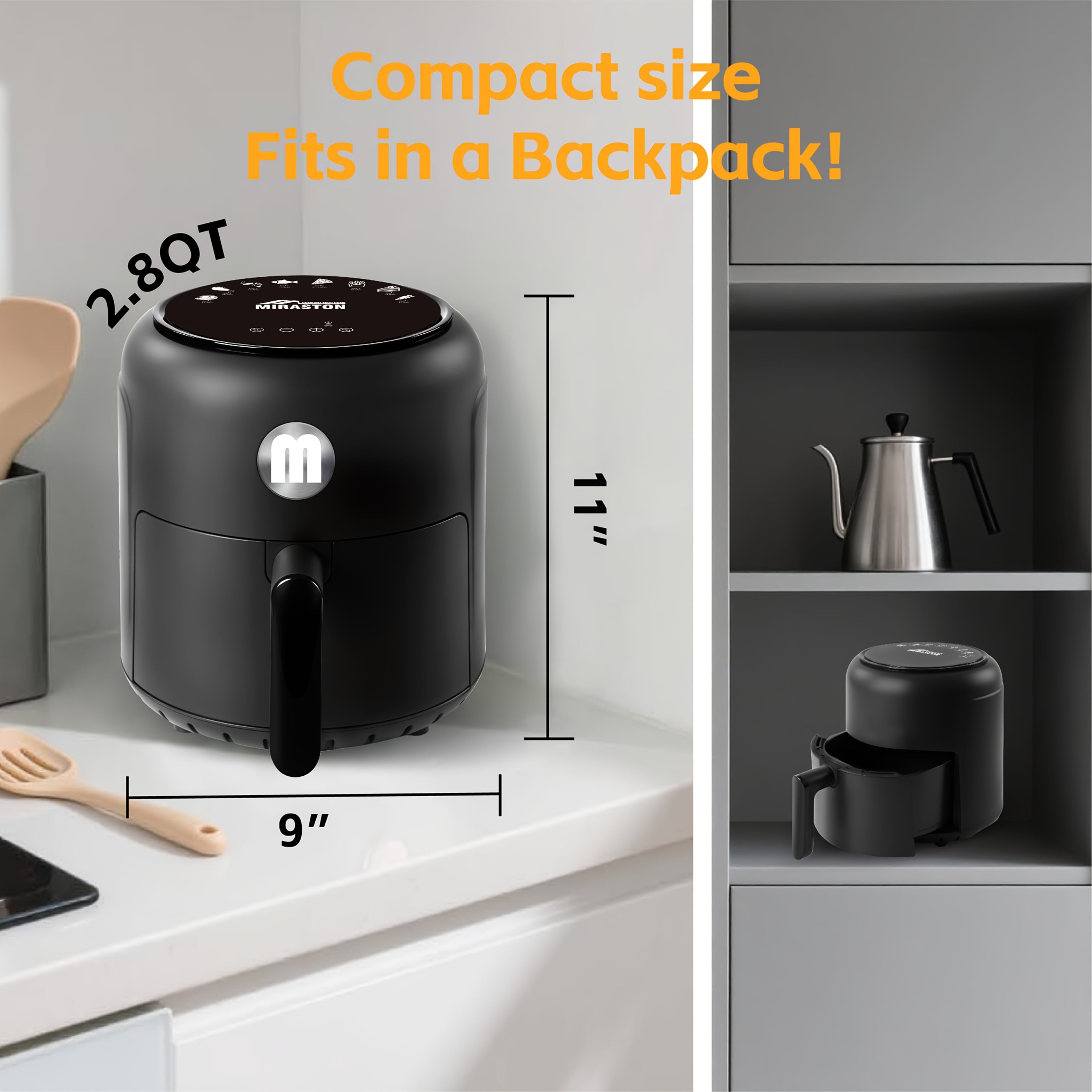 6.5QT/2.8QT Smart Touch Screen Viewable Window Air Fryer