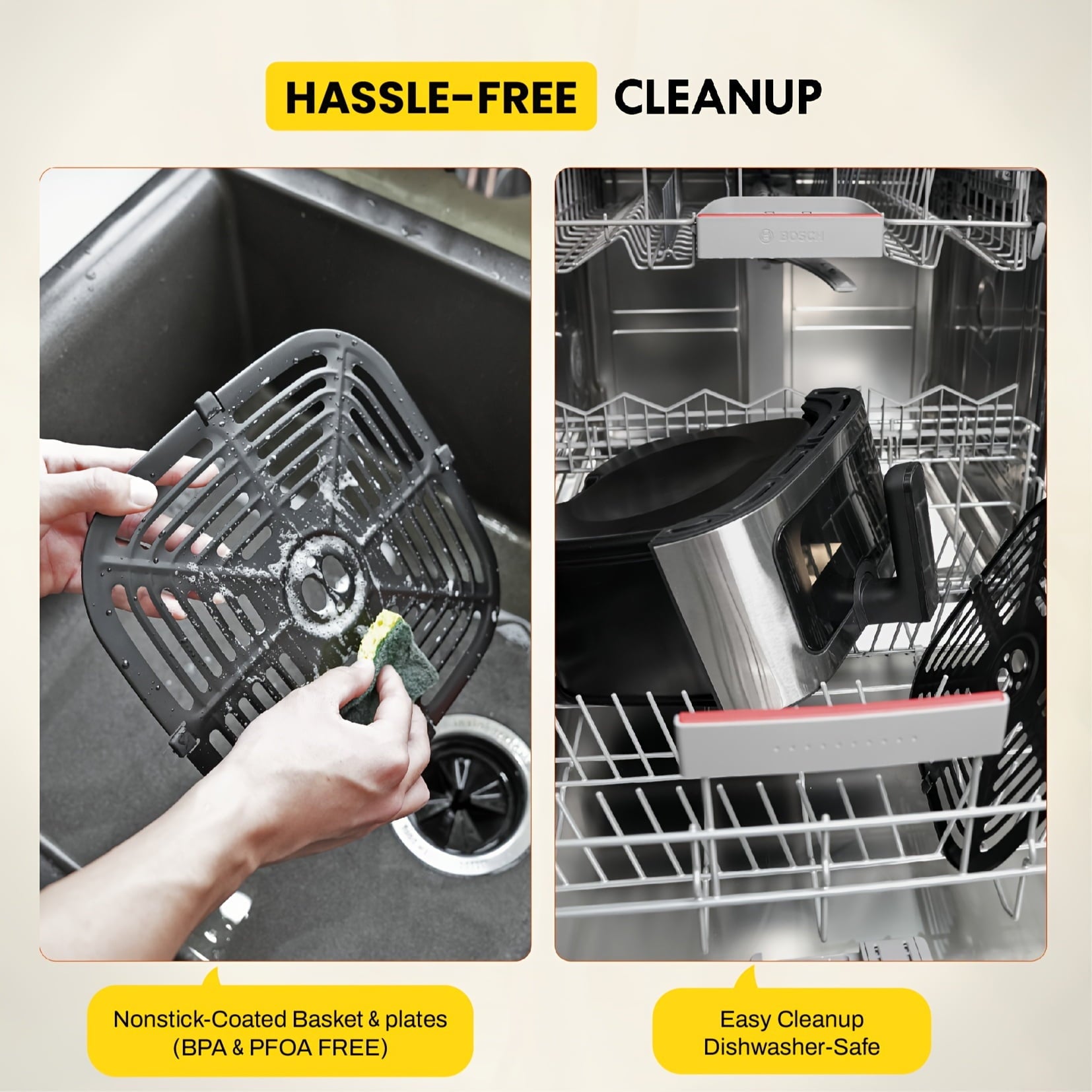 6.5QT/2.8QT Smart Touch Screen Viewable Window Air Fryer
