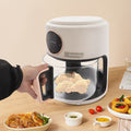 4.5 Quart Air Fryer, Borosilicate Glass Basket - Nonstick &amp; Dishwasher Safe, 360° View, Adjustable Temperature, Touch Panel Control, 0-60min Timer 1200W for Home Kitchens (White)