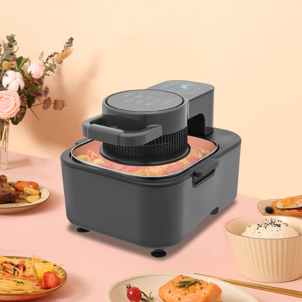 Black Oil-Free Air Fryer, 9L 1350W 6 Functions LCD Screen 360° Hot Air Family Gathering