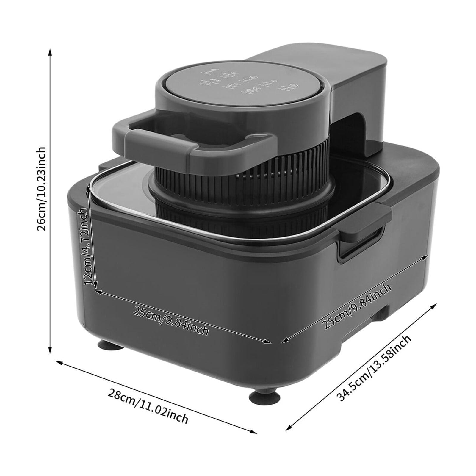 Black Oil-Free Air Fryer, 9L 1350W 6 Functions LCD Screen 360° Hot Air Family Gathering
