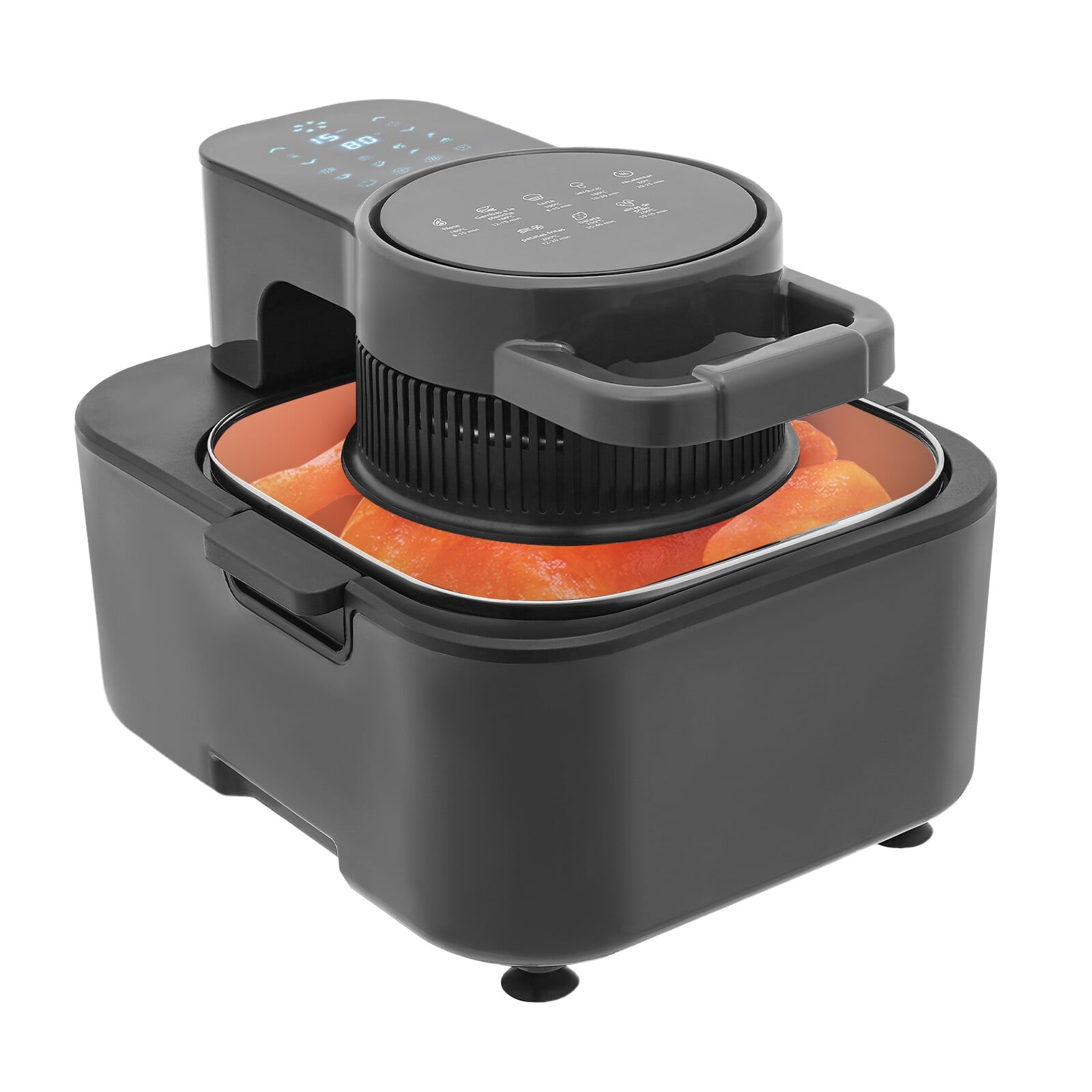 Black Oil-Free Air Fryer, 9L 1350W 6 Functions LCD Screen 360° Hot Air Family Gathering