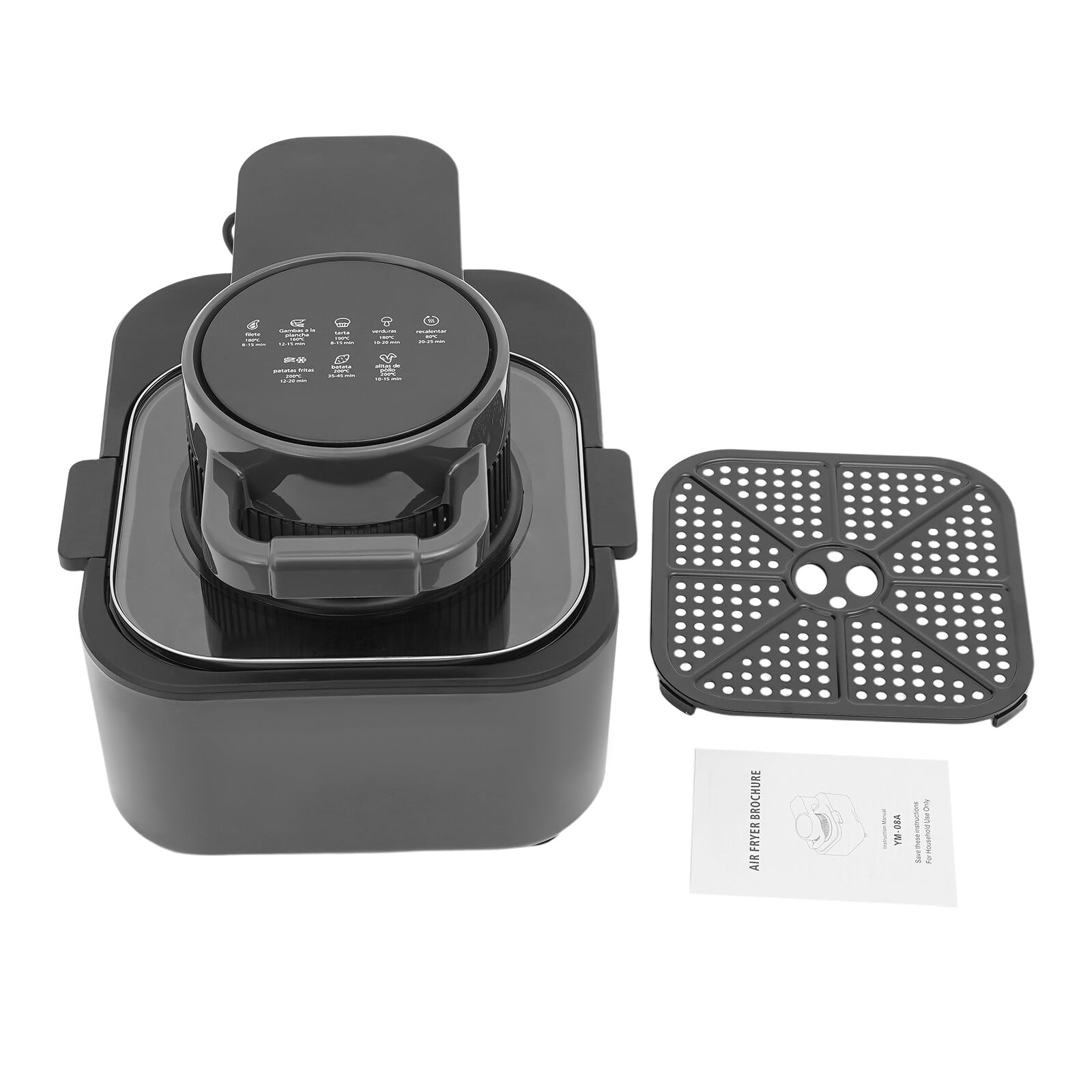 Black Oil-Free Air Fryer, 9L 1350W 6 Functions LCD Screen 360° Hot Air Family Gathering