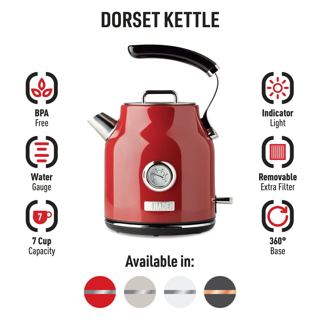 Haden Dorset Stainless Steel Electric Kettle - 1.7L (7 Cup) Tea Kettle