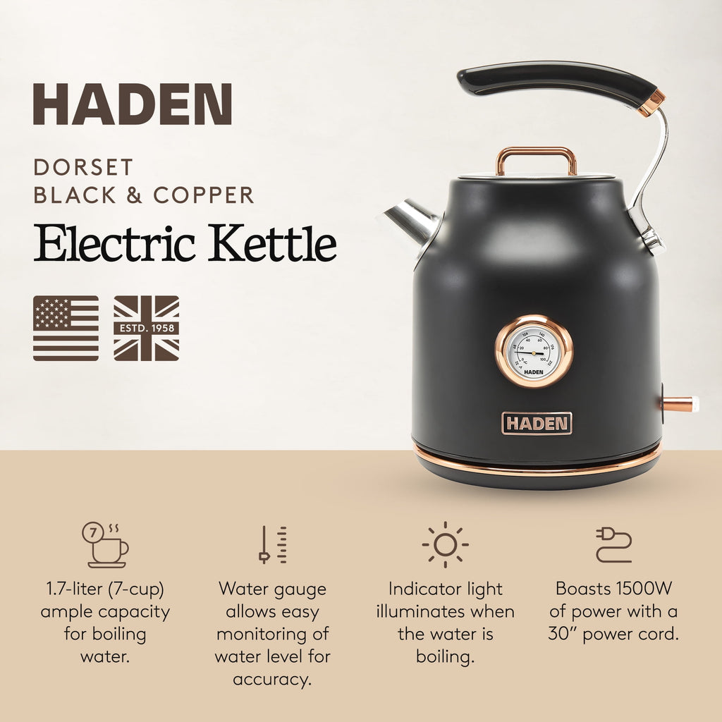 Haden Dorset Stainless Steel Electric Kettle - 1.7L (7 Cup) Tea Kettle