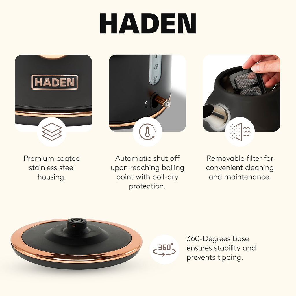 Haden Dorset Stainless Steel Electric Kettle - 1.7L (7 Cup) Tea Kettle