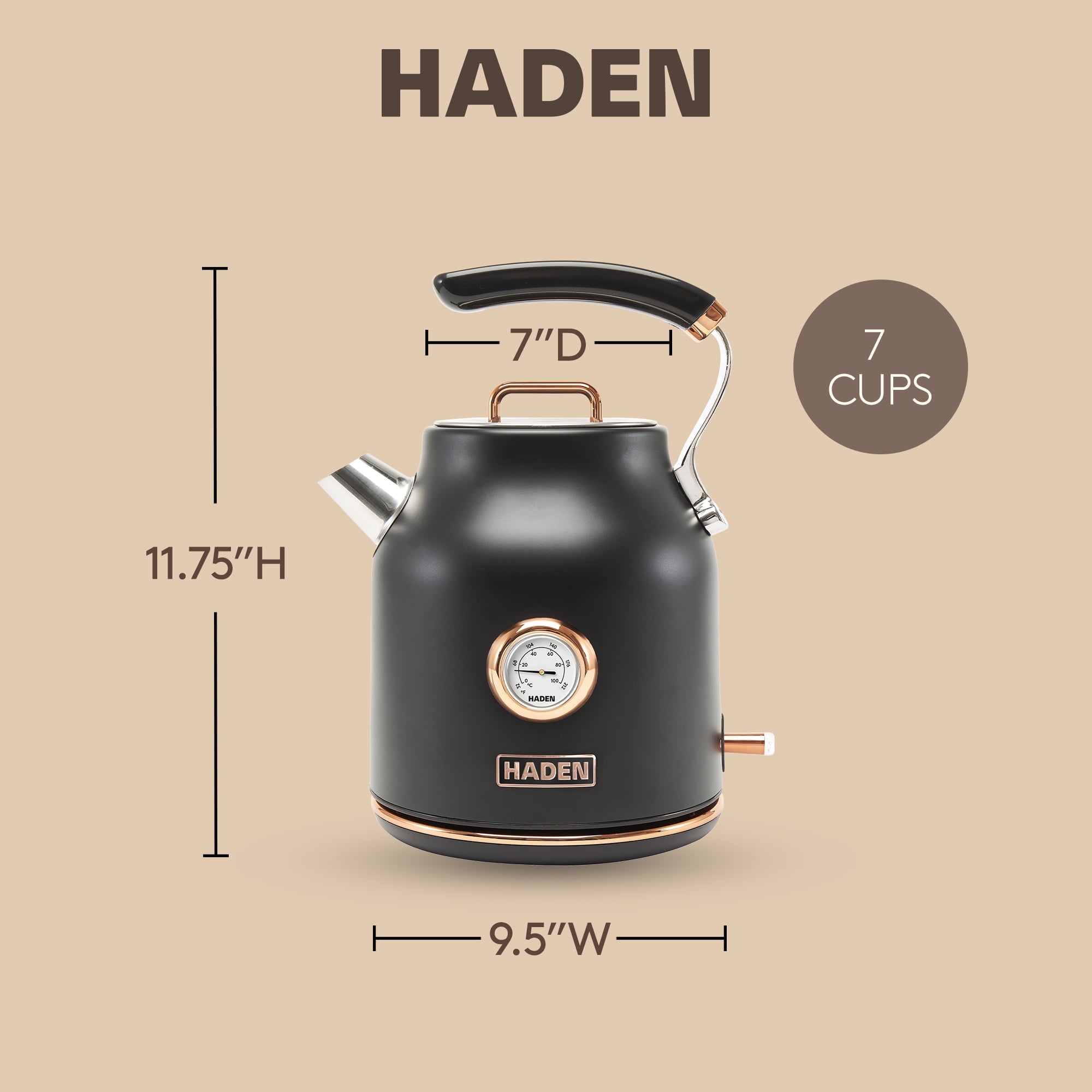 Haden Dorset Stainless Steel Electric Kettle - 1.7L (7 Cup) Tea Kettle