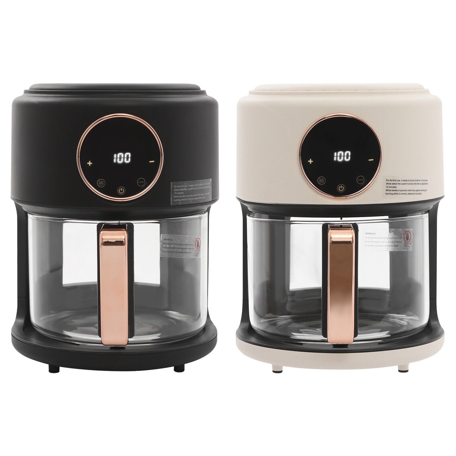 4.44Qt Mini Air Fryer, Adjustable Temperature Glass Air Fryer, 360° Viewable Touch Screen with Digital Display (Black)