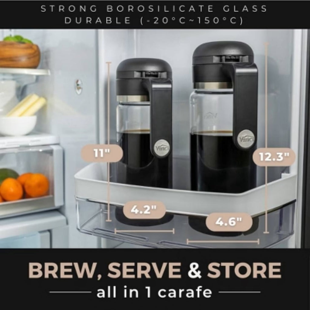 1.4L Cold Brew 360 Coffee Maker, Manual, Steep 6 - 12 Hours, Glass Carafe, 6 Cups, Black