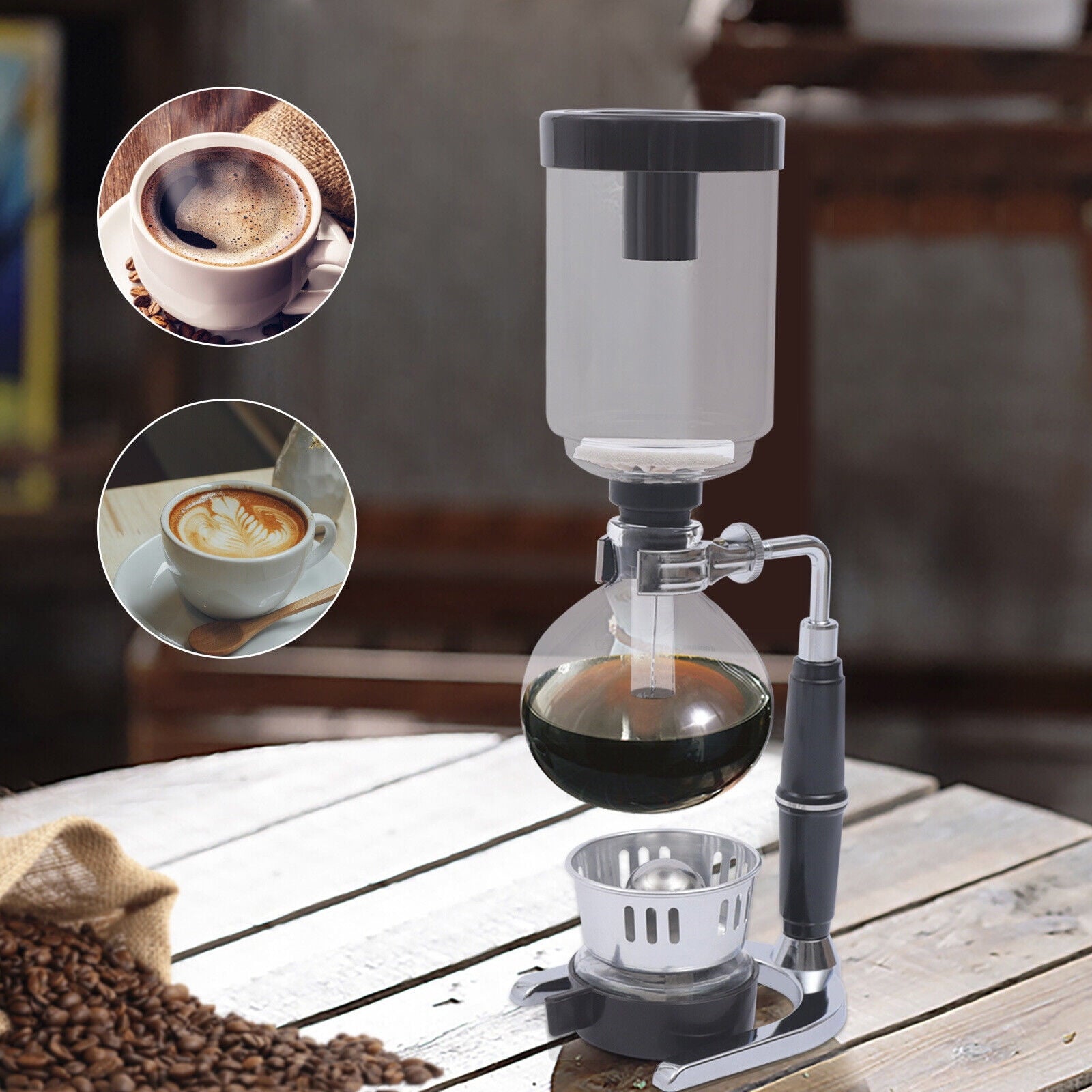 Stainless Steel, Vintage Alcohol Lamp Design, for Home &amp; Cafe Brewing, 360ml Capacity