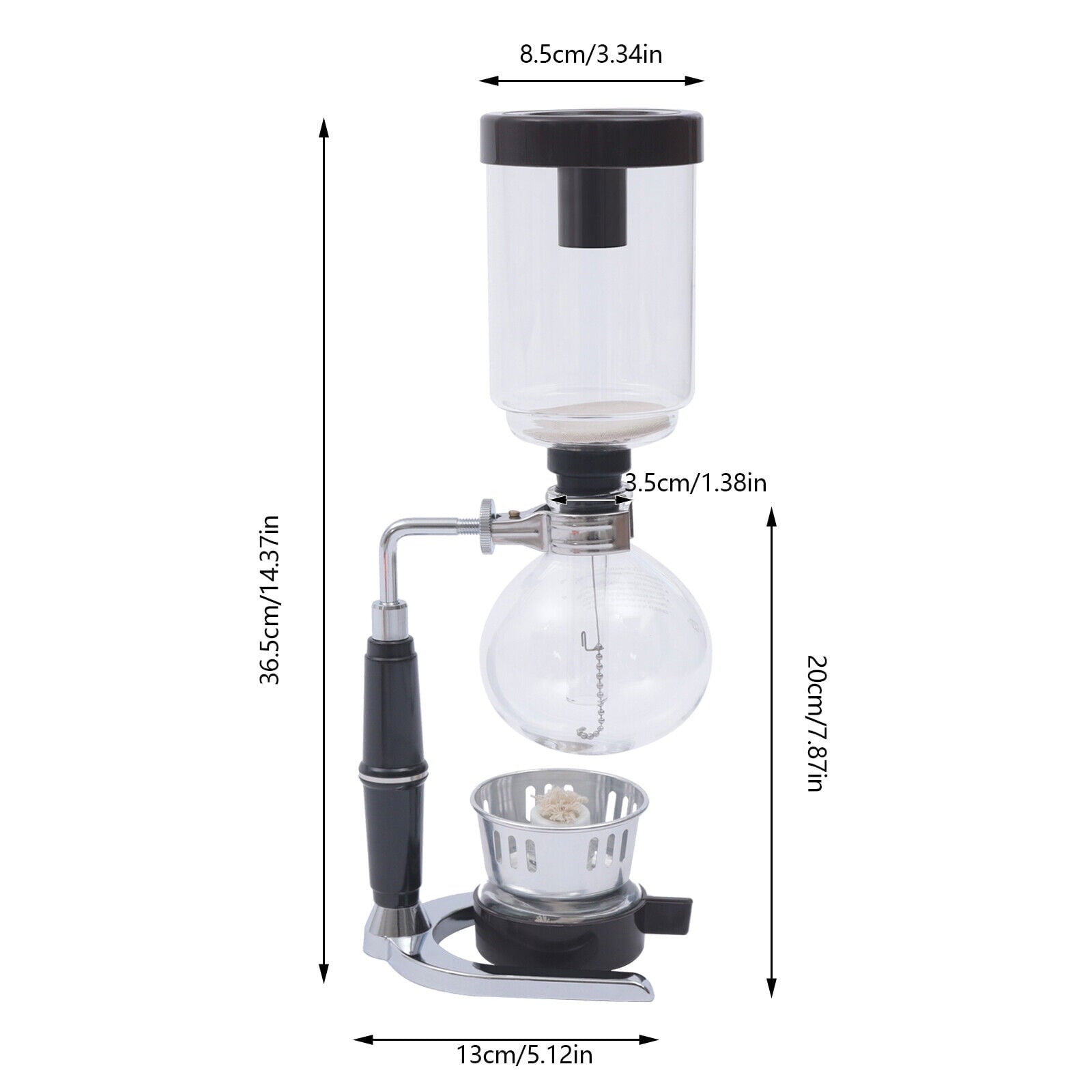 Stainless Steel, Vintage Alcohol Lamp Design, for Home &amp; Cafe Brewing, 360ml Capacity