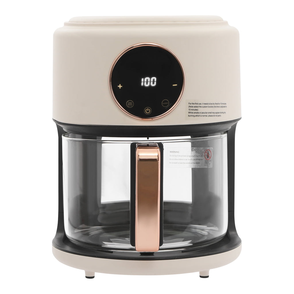 Glass Air Fryer, 4.2L Capacity with 360° Viewable Borosilicate Pot, 1200W Power and 8 Presets, Digital Touchscreen for Healthy Cooking