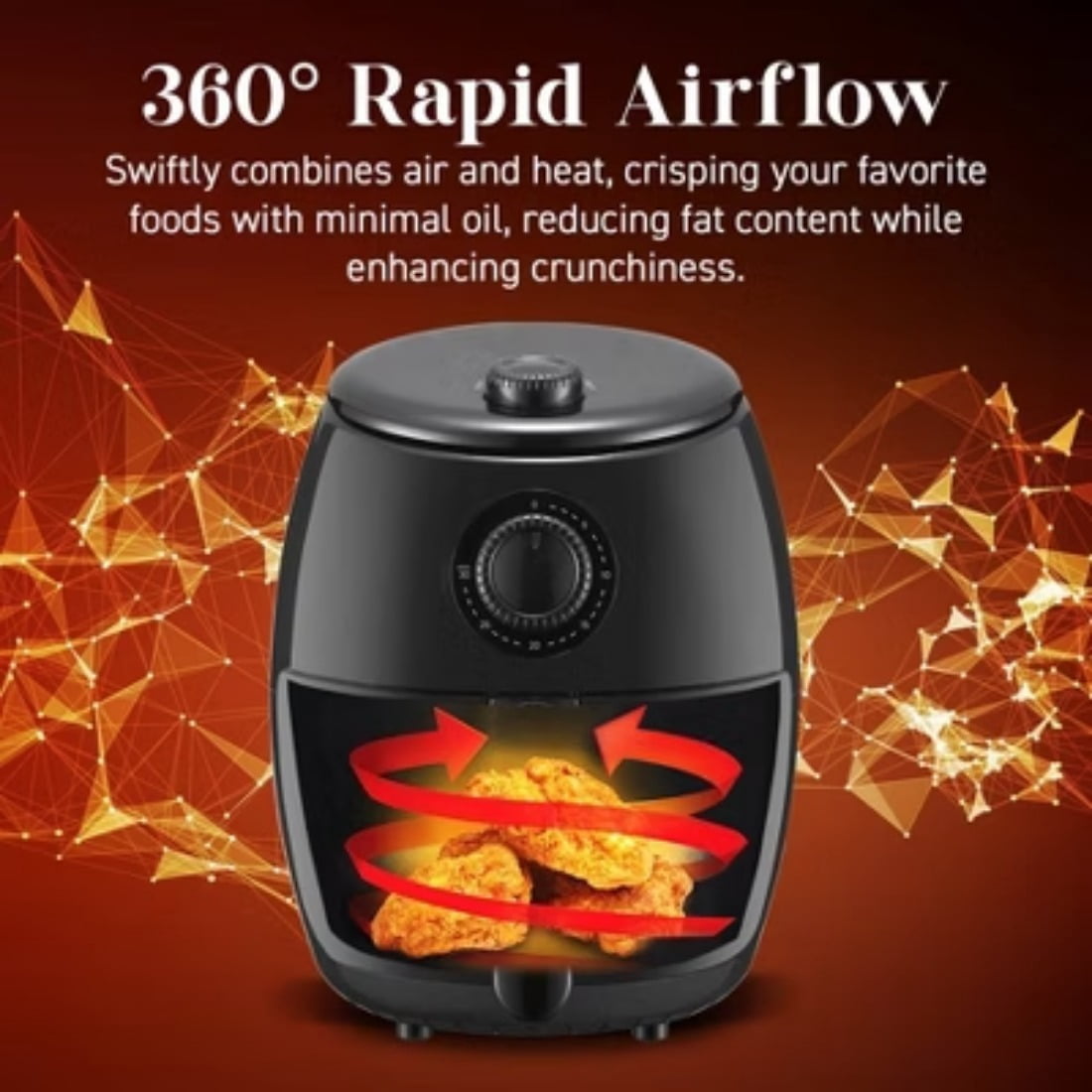 2.1qt Air Fryer - Black, Cook up to 1.5lbs, 30min timer, 395°F thermostat