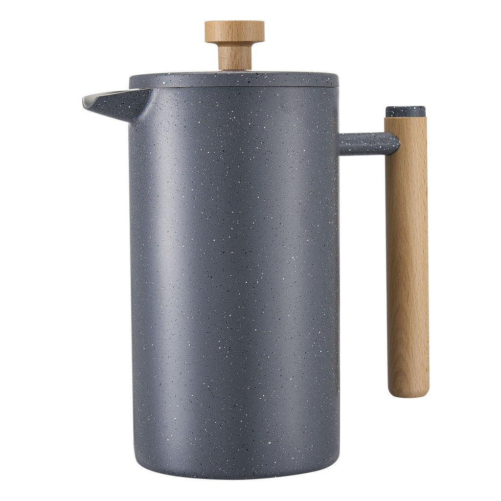 Insulated French Press Coffee Maker, 34 oz Stainless Steel, with Permanent Mesh Filter - For Brewing Coffee, Tea, Cold Brew at Home, Office, Camping (Black)