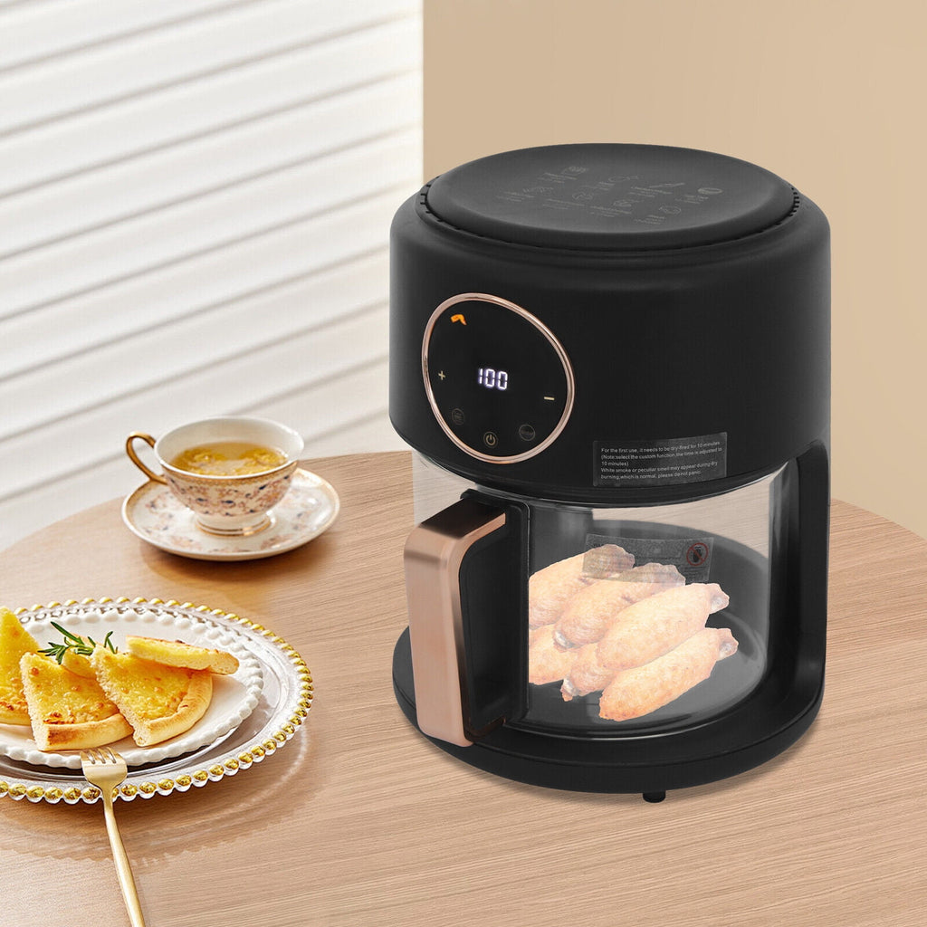 4.2L/3.81Qt Airy Fryer, 110V Glass Air Fryer, 360° Viewable Airy Fryer 1200W