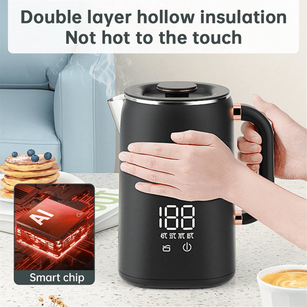 Electric Kettle Suitable for Making Tea and Coffee,Digital Display Temperature Control DoubleLayer Insulation Kettle(US),1 * hot water kettle