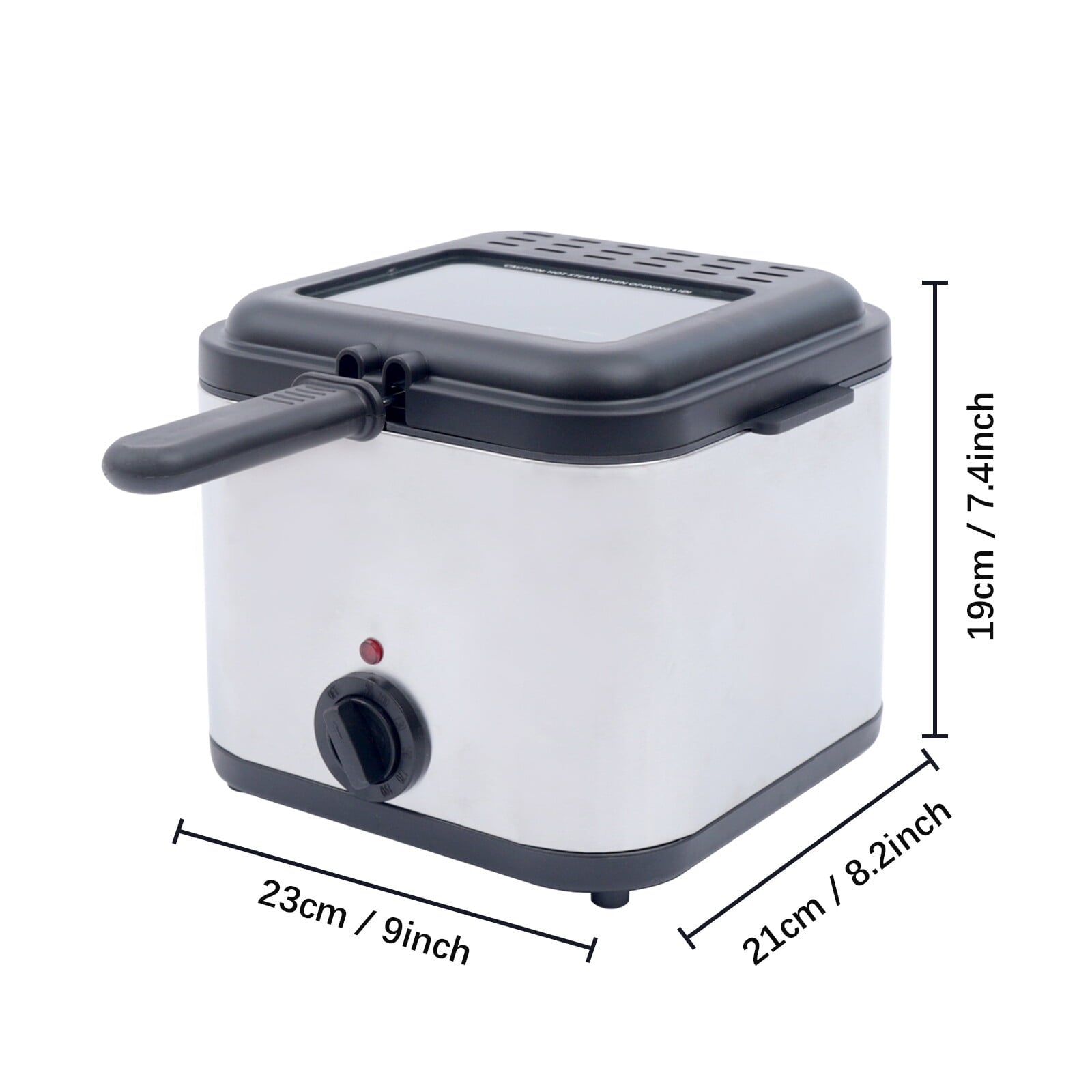 2.5L Deep Fryer Electric Stainless Steel Fryer with Basket, Deep Fryer Pot Adjustable Temperature with View Window and Filter for Fried Chicken, Shrimp, French Fries, Chips