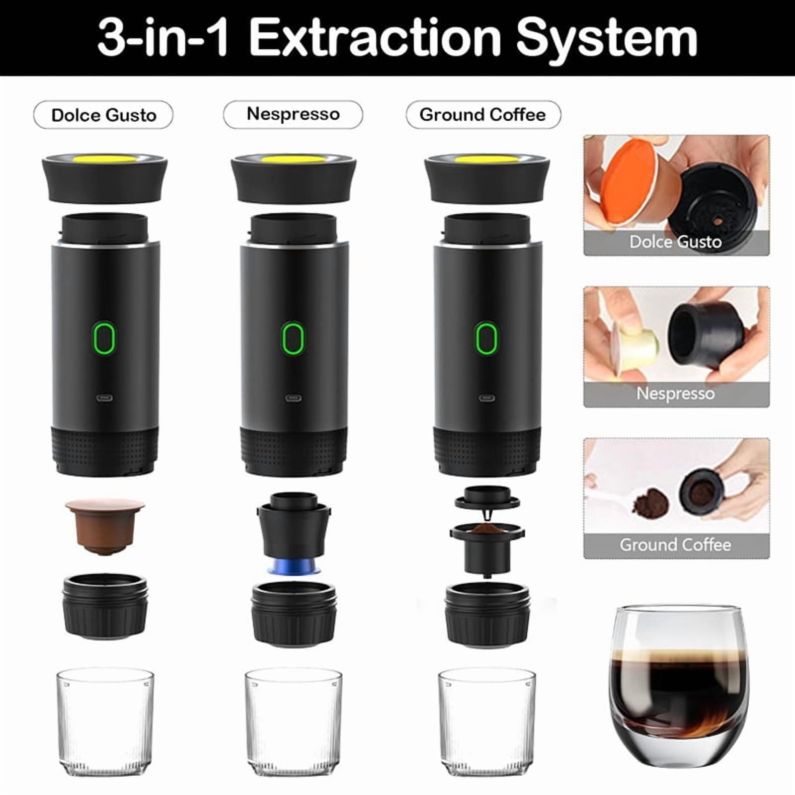 1 * portable coffee maker 1 * usb cable 1 * spoon-Black