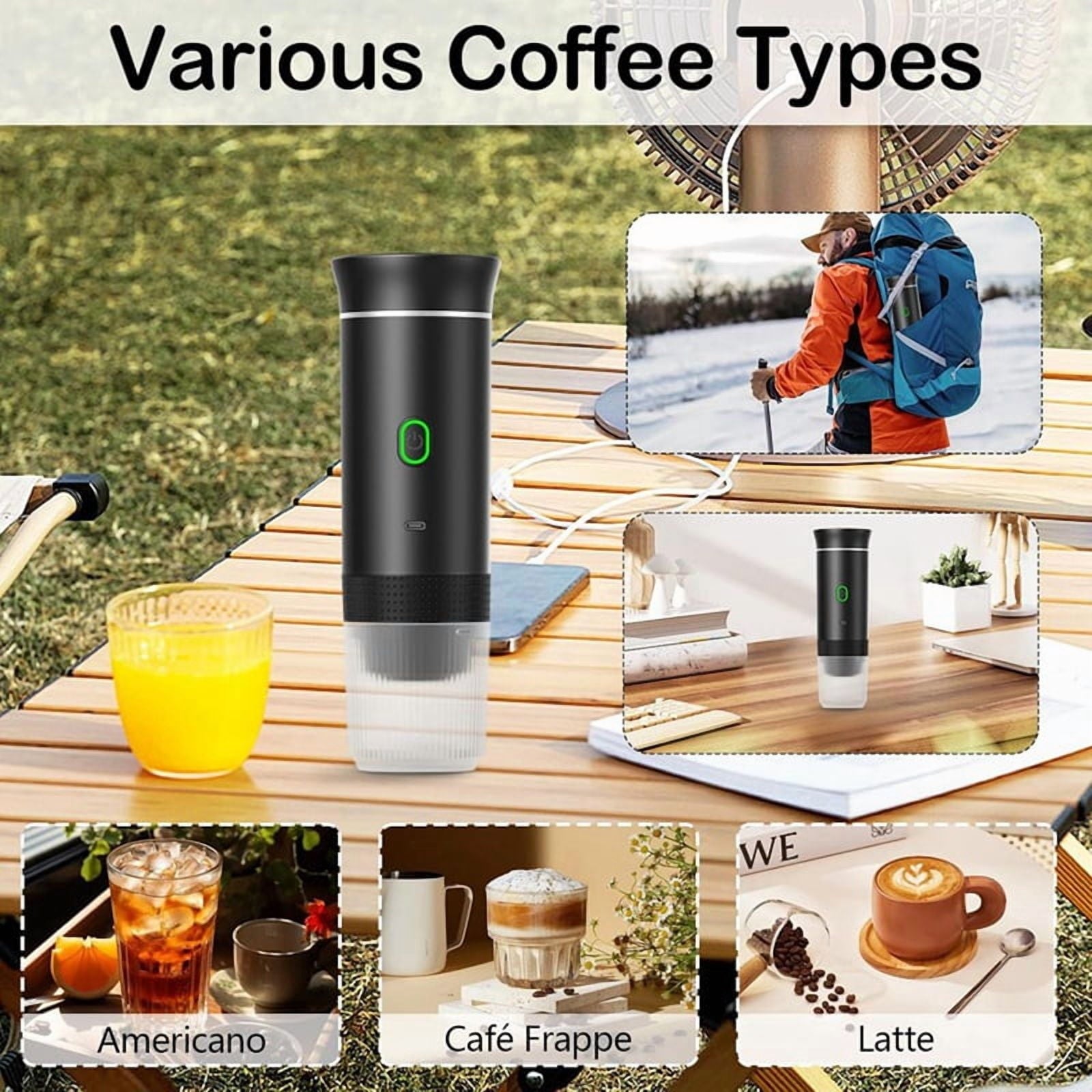 1 * portable coffee maker 1 * usb cable 1 * spoon-Black