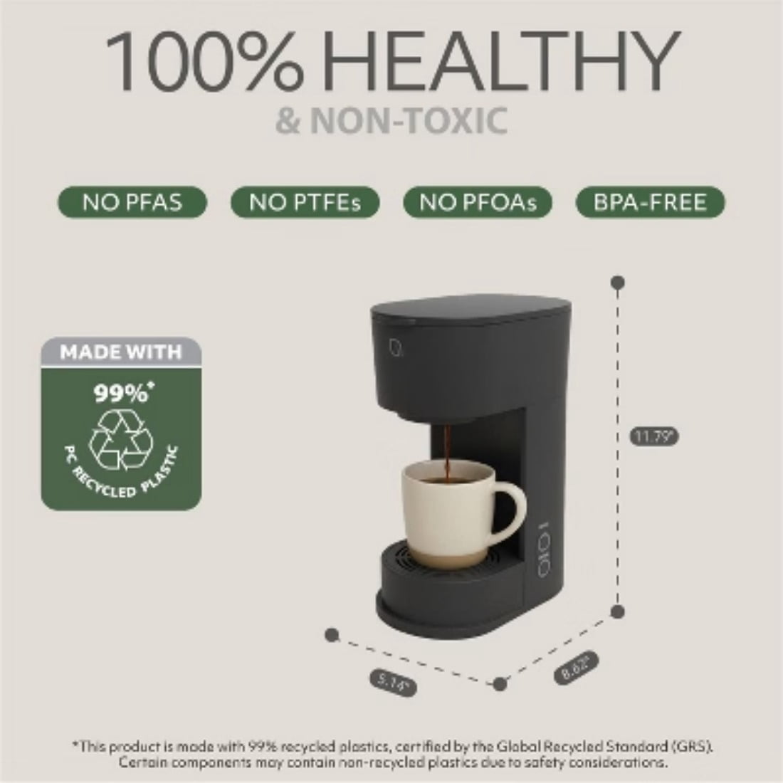 Single-Serve Coffee Maker, 12 Cup Capacity, Uses K-Cups, Ground Coffee, Coffee Pods, 96 fl oz Capacity, 12 oz Cup Size