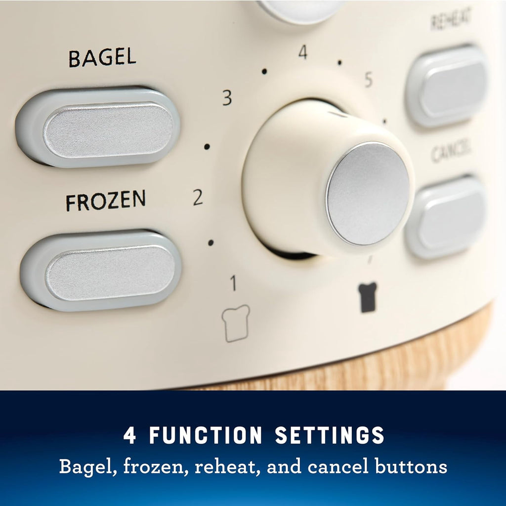 2-Slice Toaster with Extra Wide Slots, Bagel Toaster, Oat Milk - Sleek Retro Design for Perfect Toast