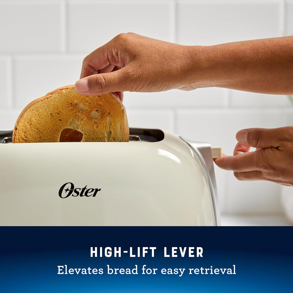 2-Slice Toaster with Extra Wide Slots, Bagel Toaster, Oat Milk - Sleek Retro Design for Perfect Toast