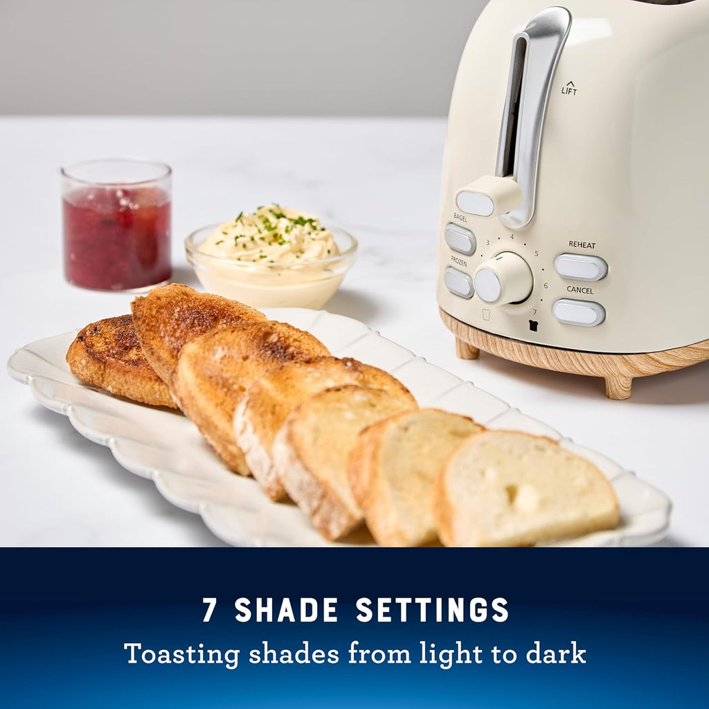 2-Slice Toaster with Extra Wide Slots, Bagel Toaster, Oat Milk - Sleek Retro Design for Perfect Toast