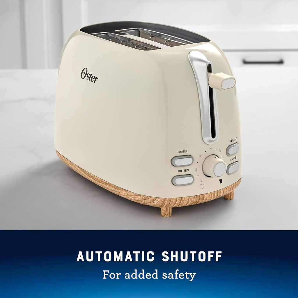 2-Slice Toaster with Extra Wide Slots, Bagel Toaster, Oat Milk - Sleek Retro Design for Perfect Toast