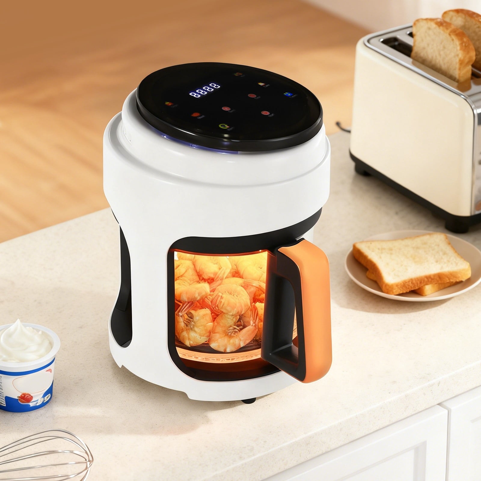 Hot Air Fryer, Air Fryer with Touch Screen, Viewing Glass Air Fryer for Family